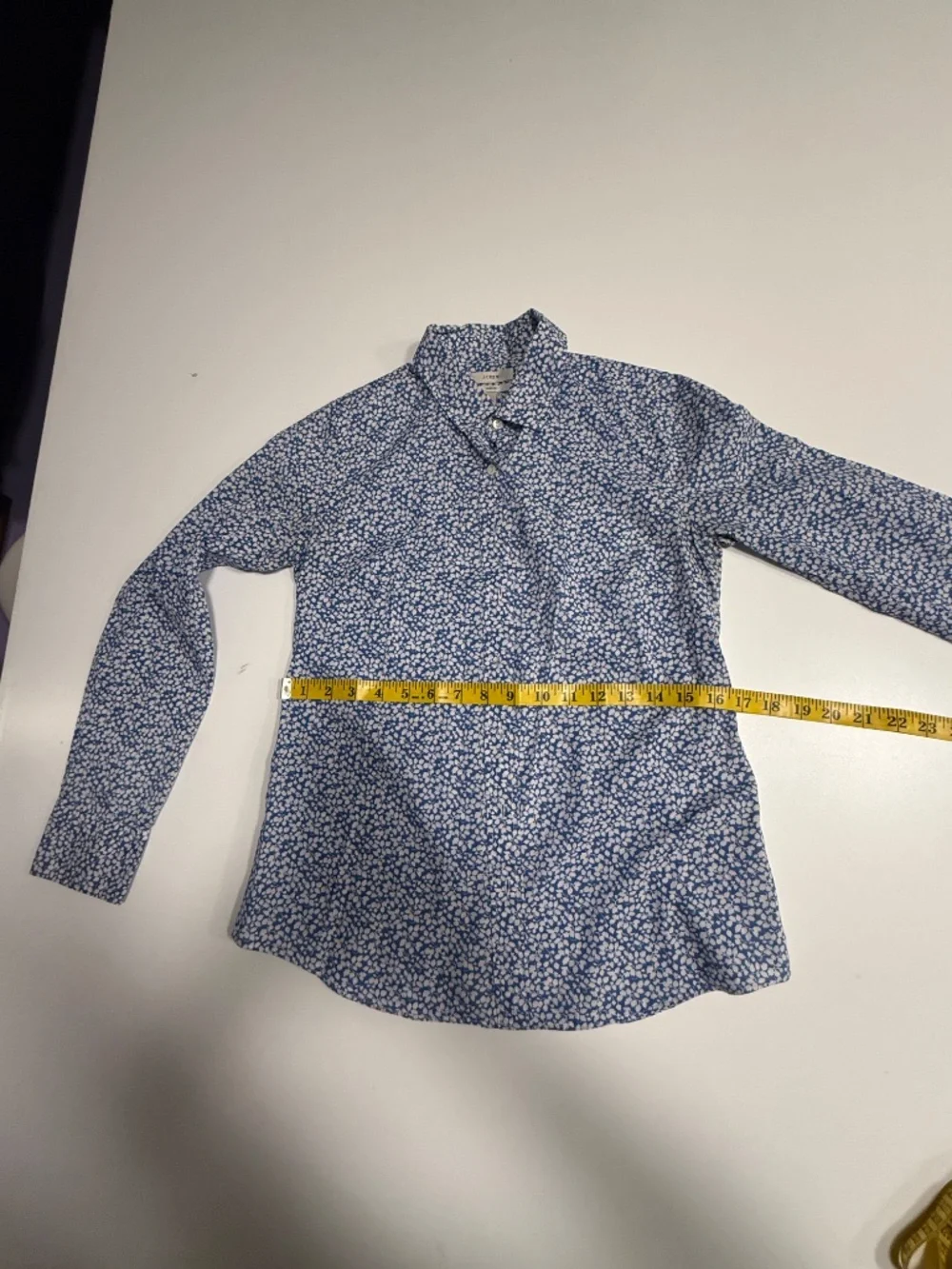 J. Crew Perfect Shirt, Blue and White Floral Long Sleeve Button Down, Size 2 - Picture 10 of 12
